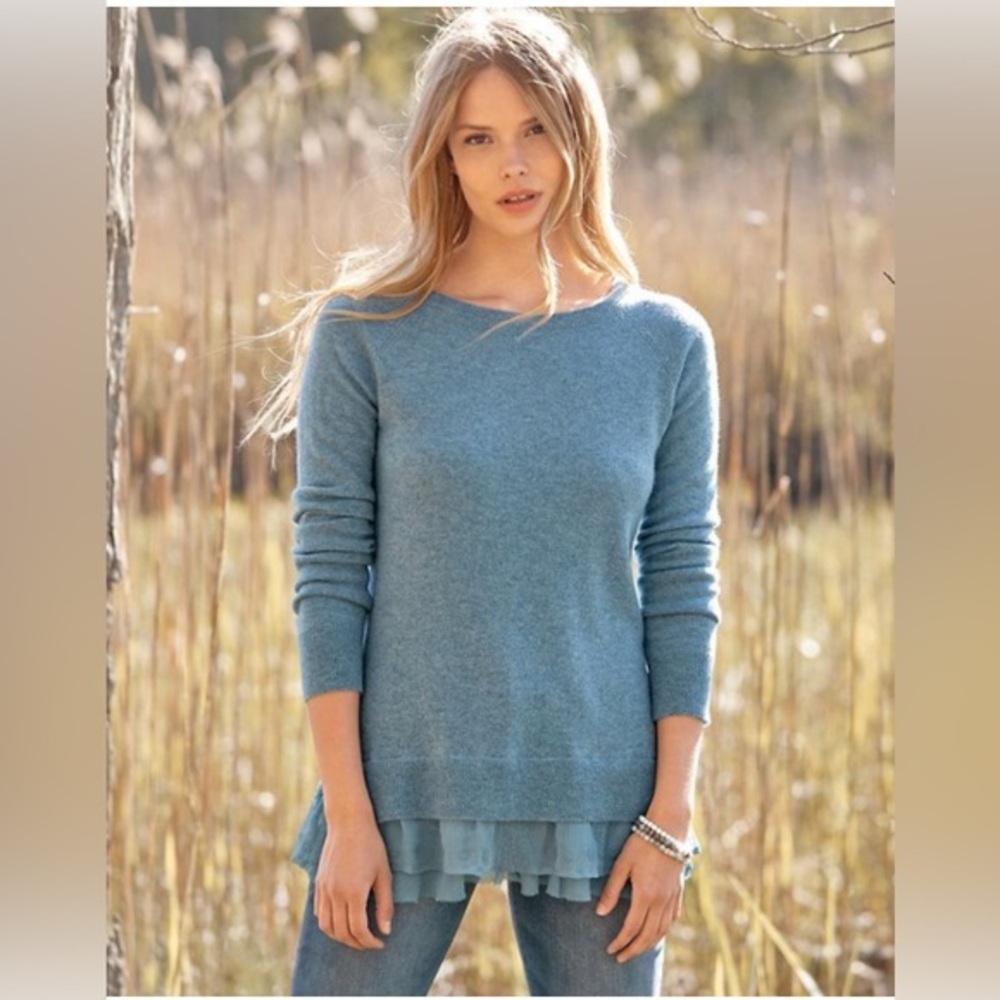 Garnet Hill Cashmere Sweater with Shirttail Small